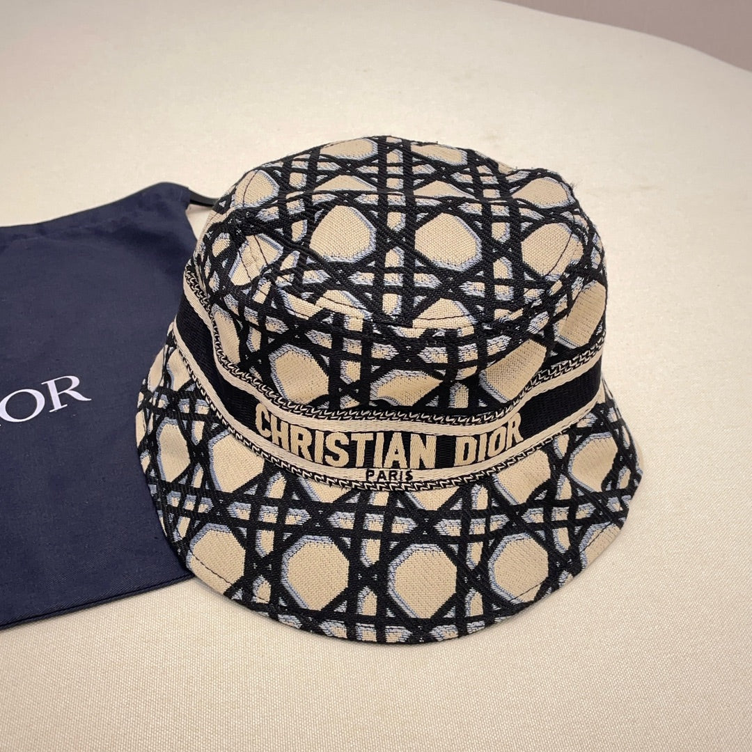 Dior Women's Embroidered Monogrammed Logo Cotton Fisherman's Cap Hat #72152