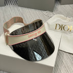 Dior Luxury Dark Patterned Sun Visor with Embossed Logo Strap Cap Hat - High-End Fashion Accessory #75718
