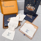 Louis Vuitton Men's and Women's Autumn and Winter Solid Color Embroidery Logo Printed Wool Knit Hat Cap Scarf #75639