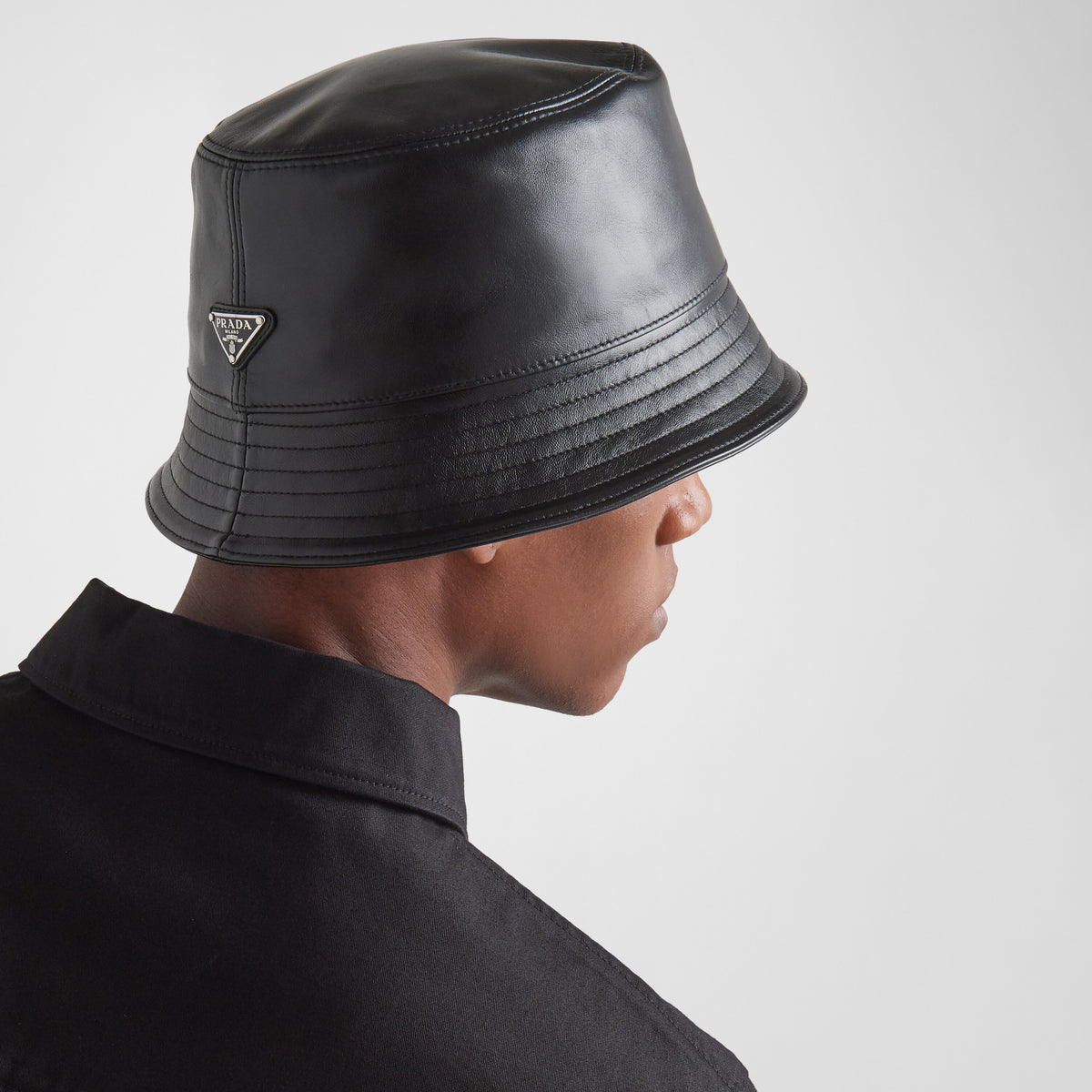 Prada Unisex Spring/Fall Fashion Casual Solid Color Fisherman's Hat with Logo Sheepskin Hat Accessories #78471