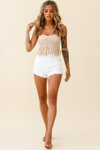 Anjelica Raw Edge Crop Top Beige