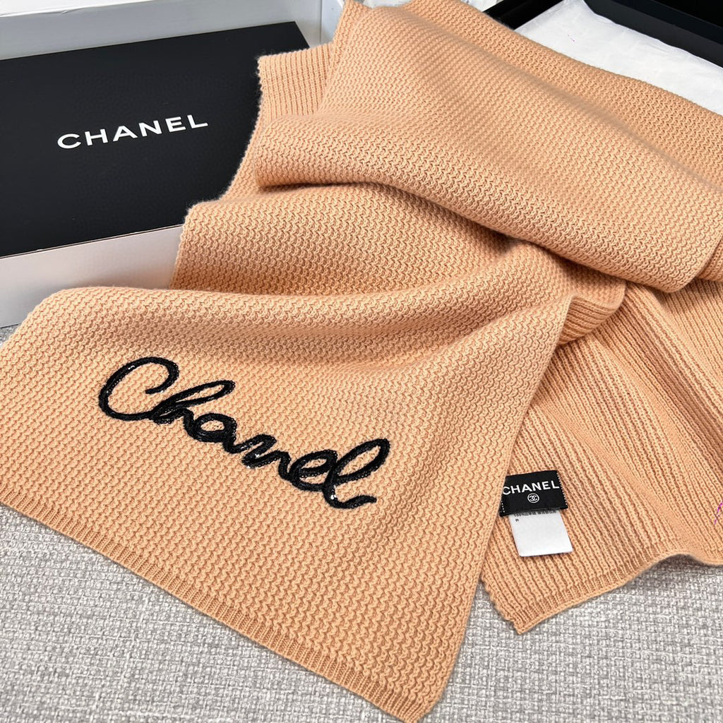 Chanel Cashmere Knit Hat Gloves Scarf #96642