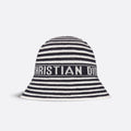 Dior Dioriviera D-Tulipe Women's Black and White Striped Embroidered Letter Printed Cotton Fisherman's Hat Cap #72552