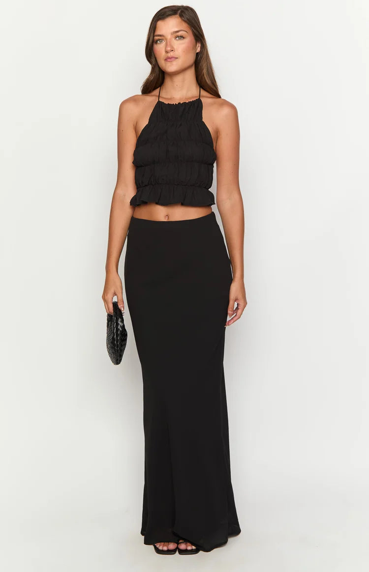 Uma Black Crop Top