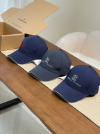 Brunello Cucinelli Men's Embroidered Logo Solid Colour Cotton Baseball Cap Hat (contact Customer Service For Colour Selection) #76787