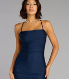 Stefani Lace-Up Slit Formal Dress