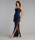 Stefani Lace-Up Slit Formal Dress