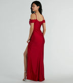 Danielle Cold-Shoulder Ruched Knit Formal Dress