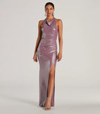 Kayla Halter Open Back Slit Mermaid Formal Dress