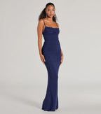 Julane Cowl Neck Ruched Column Dress