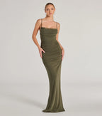 Julane Cowl Neck Ruched Column Dress