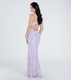 Estella V-Neck Column Long Sequin Formal Dress