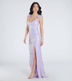 Estella V-Neck Column Long Sequin Formal Dress