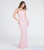 Adrianna Strapless Mermaid Sequin Bead Formal Dress