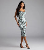 Match Made In Floral Bodycon Midi Dress