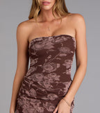 Alluring Bloom Flocked Floral Mesh Maxi Dress