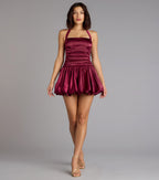 Can't Be Missed Satin Bubble Hem Skater Dress