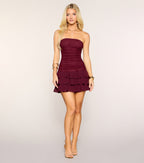 All About The Flirt Strapless Ruffle Mini Dress
