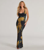 Work Of Art Abstract Marble Print Maxi Dress