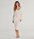 Sleek Vibes Off The Shoulder Knit Midi Dress