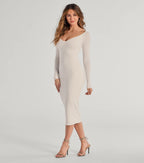 Sleek Vibes Off The Shoulder Knit Midi Dress