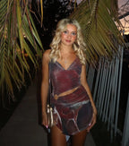 Daring Diva Abstract Print Cutout Halter Mini Dress