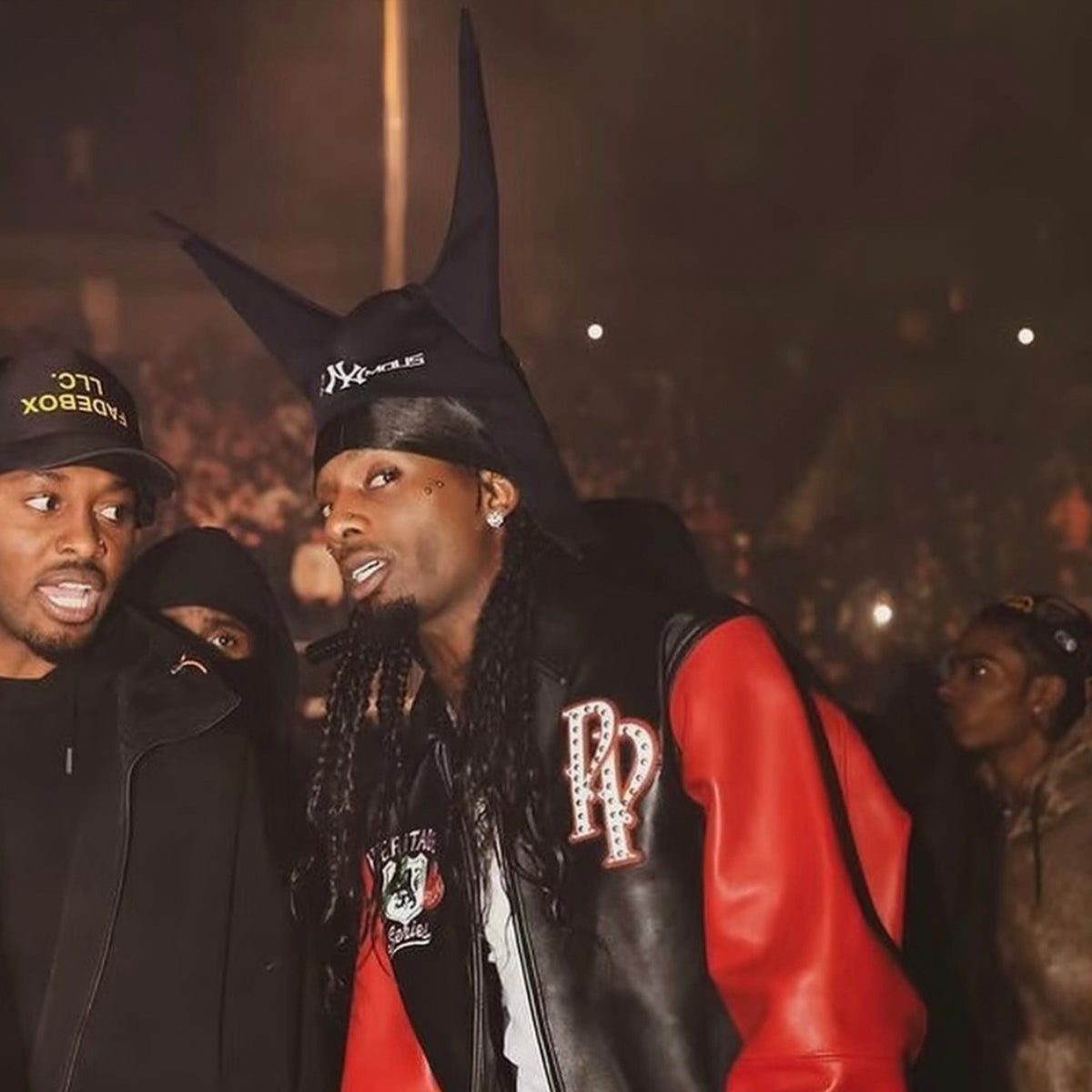 Anonymous Club Shayne Oliver 0pium New York Ny Devil's Horns Cap Playboicarti Same Men's Women's High Street Trend Hip-hop Punk Style Pointy Hat Embroidered Letters Hats Fashion Cap Ngvp #1336