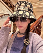 Dior Women's Embroidered Monogrammed Logo Cotton Fisherman's Cap Hat #72152