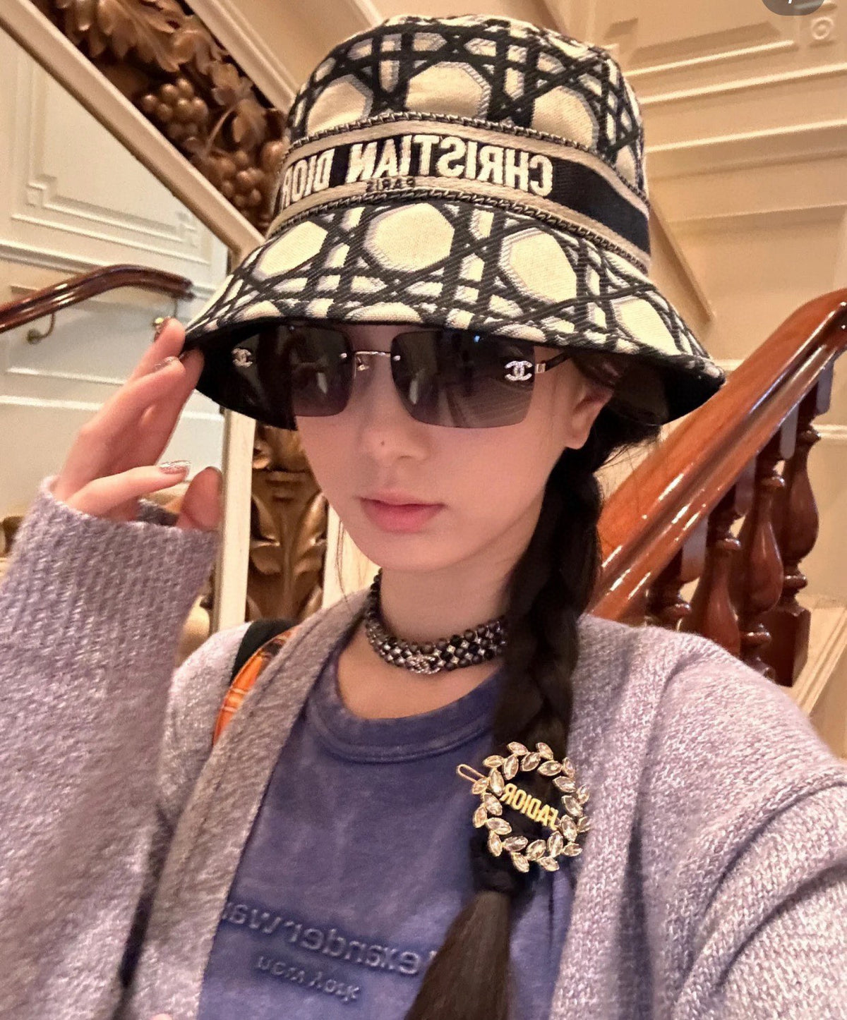Dior Women's Embroidered Monogrammed Logo Cotton Fisherman's Cap Hat #72152