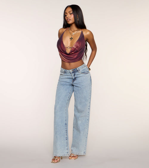 Bold Flow Cowl Halter Crop Top