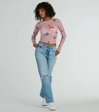 Butterfly Effect Long Sleeve Mesh Crop Top