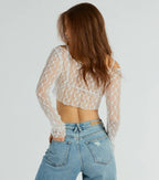 Call The Shots Long Sleeve Texture Crop Top