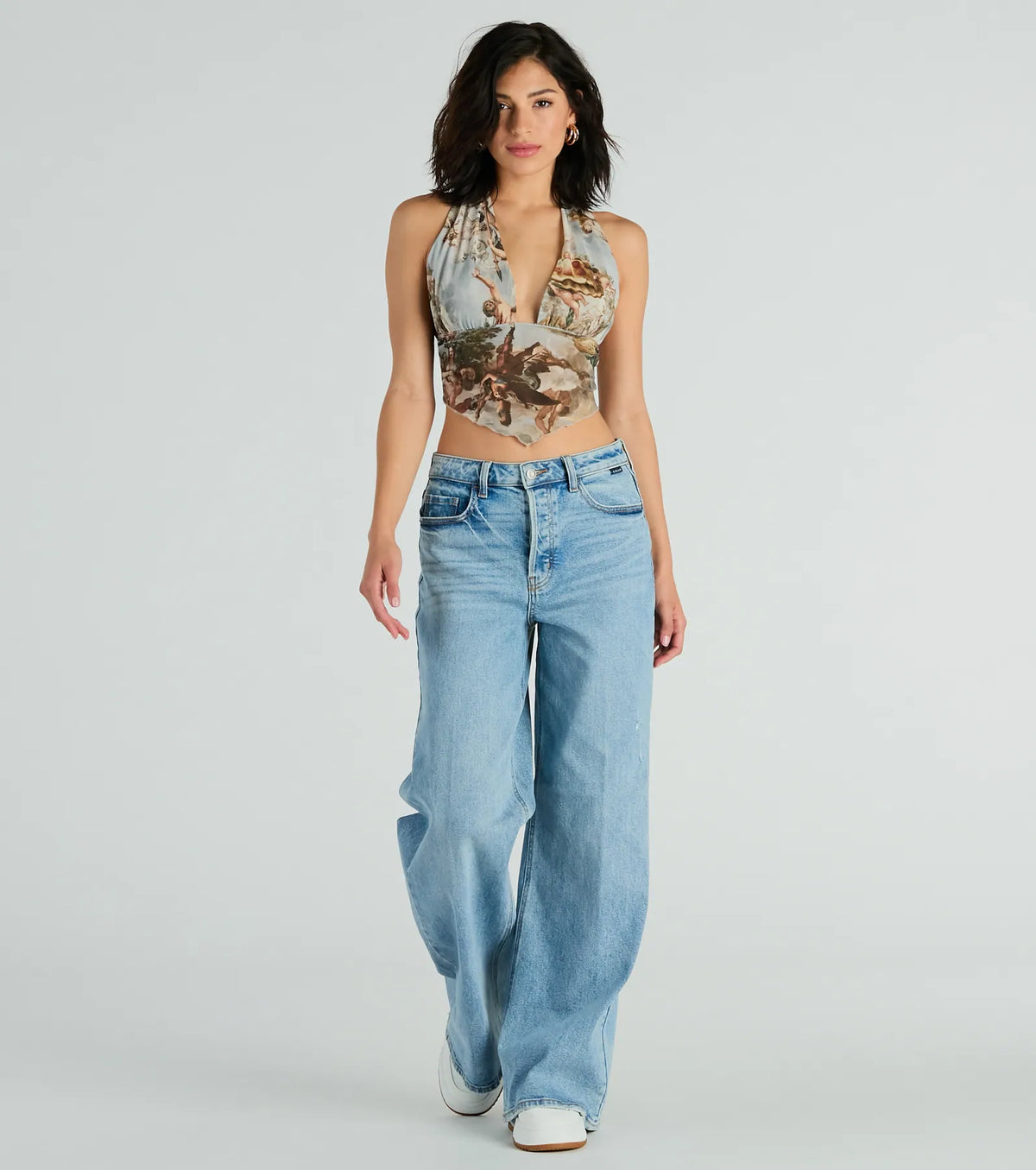 Catch Your Eye Art Print Halter Crop Top