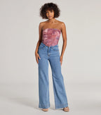 Keep It Alluring Abstract Mesh Strapless Bustier Top