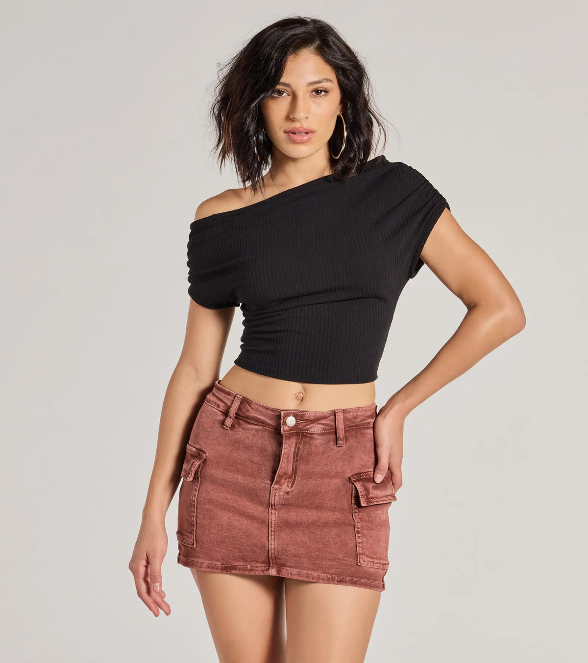 Elevated Fave One-Shoulder Short Sleeve Top