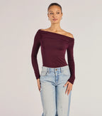 Casual Icon Off-The-Shoulder Long Sleeve Top