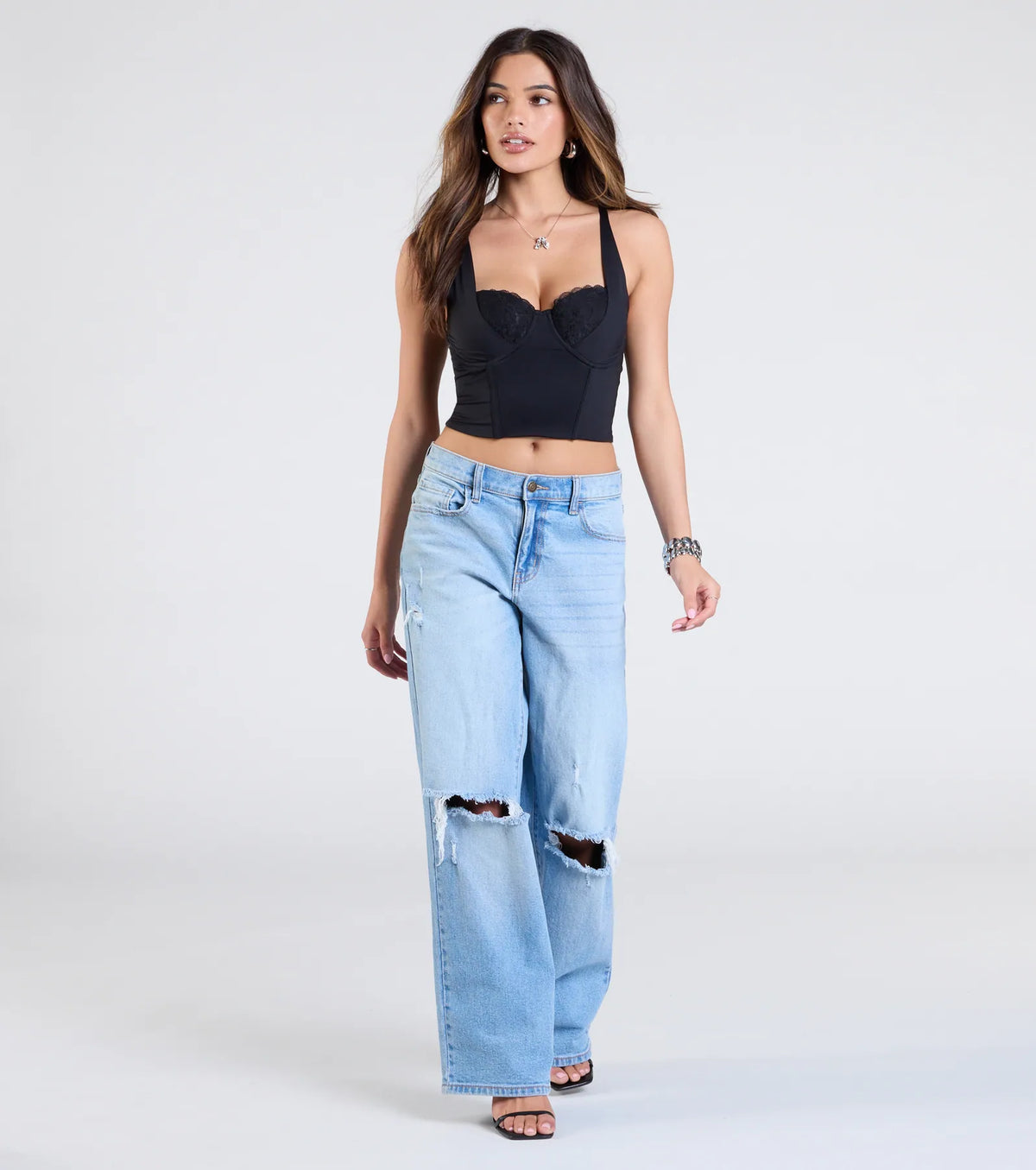 Romantic At Heart Lace Trim Crop Top