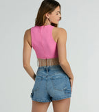 Fringe Benefits High Neck Crop Top