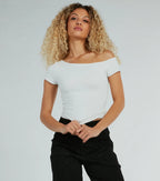 Fave Style Off-The-Shoulder Short Sleeve Knit Top