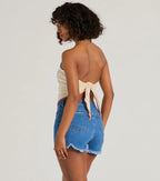 Whiskey Social Club Strapless Graphic Crop Top