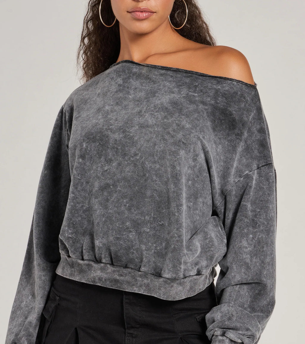 Comfy Vibes Only Washed Knit Pullover Top