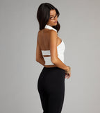 Cute Plans Halter Collared Corset Top