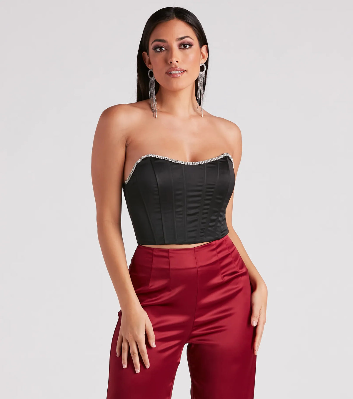 Cause For Rhinestone Trim Bustier