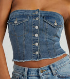 Keep It Chill Strapless Denim Crop Top