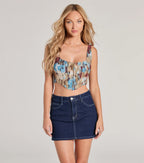 Charming Treasure Abstract Print Corset Top