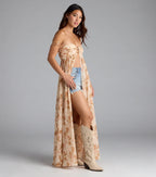 Wanderlust Calling Strapless Abstract Flowy Tunic Top
