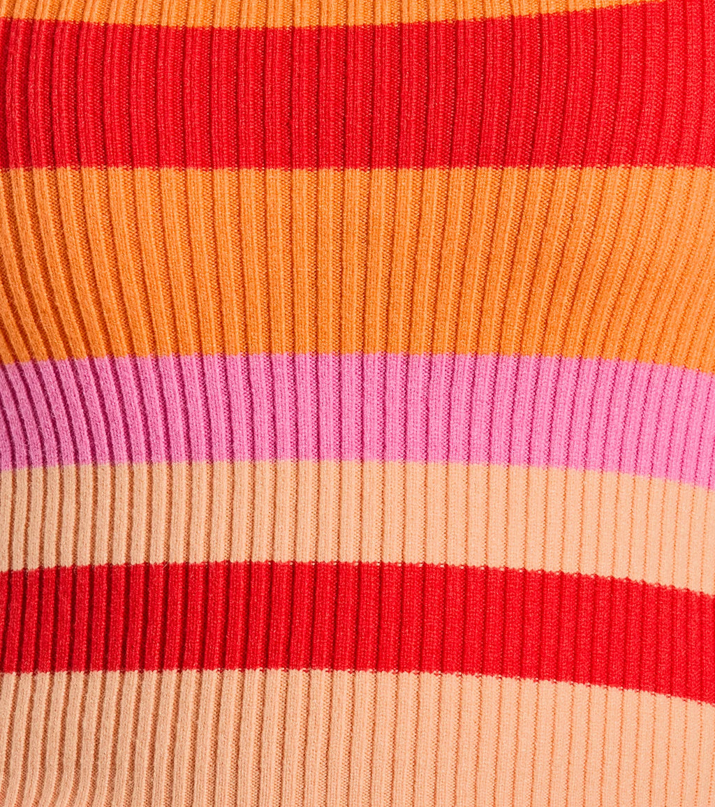 Stripe With It Halter Ribbed Knit Crop Top