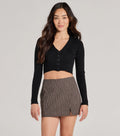 Darling Layer V-Neck Button Crop Cardigan