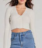 Darling Layer V-Neck Button Crop Cardigan