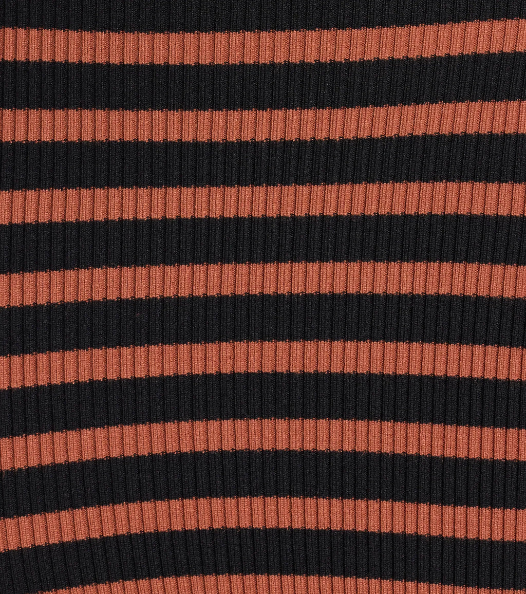 Trendy Staple Striped Ribbed Knit Midi Dress
